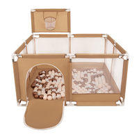 parc bébé avec balles plastiques aire de jeu pliable basket, beige : beige pastel/cuivre/perle, 100 balles