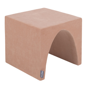 KiddyMoon Aire Velvet De Jeux en Mousse avec Rond Piscine à Balles pour Enfants, rose des sables: beige pastel/cuivre/perle, Piscine (200 Balles) + Version 3