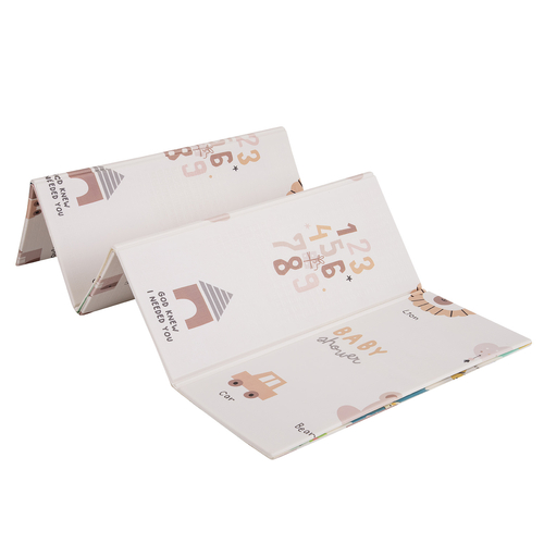 KiddyMoon Tapis de Jeu pour Enfant Bébé Tapis Mousse Tapis de Sol Tapis d'éveilBebe Reversible Stimulation De L'Imagination Pliable Pour L'Intérieur Et L'Extérieur, brun-éléphant, 180x200x1cm