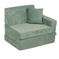 KiddyMoon Fauteuil Enfant Convertible en Mousse, Fauteuil pour Enfants Chaise pour Chambre d'Enfants Matelas Pliable Matelas Fauteuil Relax Fauteuil Douillet, vert, Fauteuil avec Oreiller