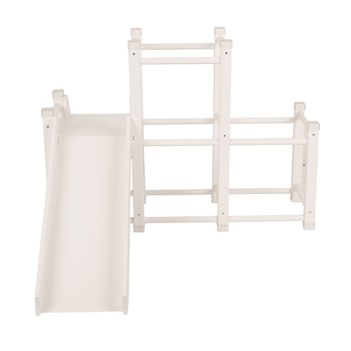 KiddyMoon aire de jeux en bois avec toboggan pour enfants, blanc, UNI