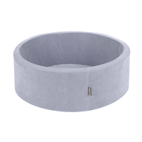 KiddyMoon Piscine À Balles pour Enfants Mousse Côtelé Pour Motricité Bébé, Gris foncé : gris/blanc/babyblue, 90x30cm/300 Balles