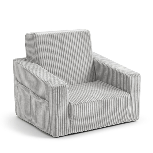 KiddyMoon Fauteuil Pliable pour Enfant en Mousse Canapé Convertible 2 en 1, gris clair, UNI