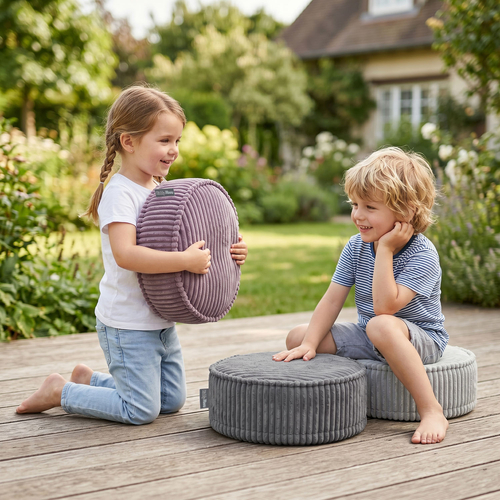 KiddyMoon Ensemble 3 Modules en Mousse pour Enfants pour Chambre D'enfant, gris foncé-violet-gris clair, Sx3