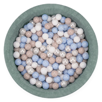 KiddyMoon Piscine Bébé, Piscine À Balles Pour Bébé Et Enfant, Piscine Enfant En Mousse Douce, Housse Côtelée Lavable, Vert: Beige pastel/Bleu pastel/Blanc/Perle, 90x30cm/200 Balles