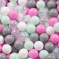 KiddyMoon Piscine à Balles ∅ 7Cm pour Bébé Rond Fabriqué En UE, gris foncé:transparent/gris/blanc/rose/menthe, 90x30cm/300 Balles