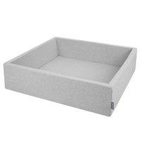 KiddyMoon Piscine À Balles Grande Carré pour Bébé, Fabriqué en UE, gris clair: gris-blanc-transparent-babyblue, 120x30cm/200 balles