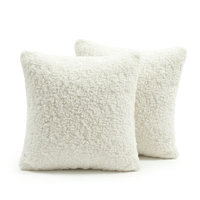 KiddyMoon Lot de 2 Coussins Décoratifs pour Enfant Et Housse Teddy Chambre Enfant, crème, 2 Oreillers