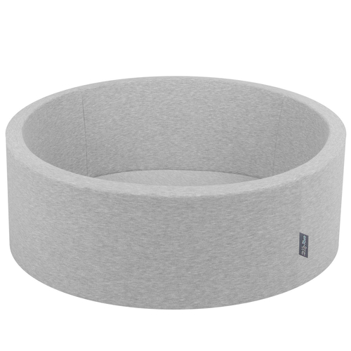 KiddyMoon Piscine à Balles ∅ 7Cm pour Bébé Rond Fabriqué En UE, gris clair:gris/blanc/transparent/babyblue, 90x30cm/200 balles