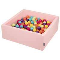 KiddyMoon Piscine à Balles ∅ 7Cm pour Bébé Carré Fabriqué En UE, rose:v clair/jaune/turq/orange/rose/violet, 90x30cm/300 balles