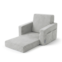 KiddyMoon Fauteuil Pliable pour Enfant en Mousse Canapé Convertible 2 en 1, gris clair, UNI