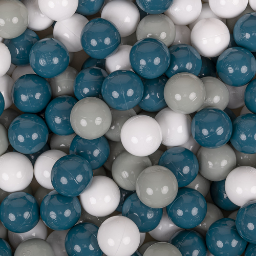 KiddyMoon Aire Velvet De Jeux en Mousse avec Rond Piscine à Balles pour Enfants, vert forêt: turquoise foncé/gris de vert/blanc, Piscine (300 Balles) + Version 3