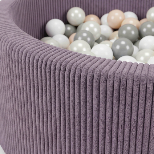 KiddyMoon Piscine Bébé, Piscine À Balles Pour Bébé Et Enfant, Piscine Enfant En Mousse Douce, Housse Côtelée Lavable, Violet: Beige pastel/Blanc/Perle/Gris, 90x30cm/200 Balles