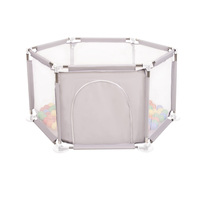 parc bébé hexagonal pliable avec balles plastiques, Gris:jaune/vert/bleu/rouge/orange, 200 balles