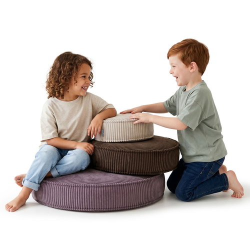 KiddyMoon Ensemble 3 Modules en Mousse pour Enfants pour Chambre D'enfant, beżowy-brązowy-fioletowy