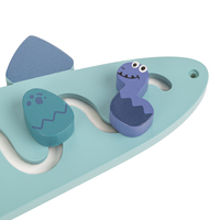 KiddyMoon Montessori Planche Activité Dinosaure Pour Enfants Bois Éducatif AB-001, bleu marine, Taille unique