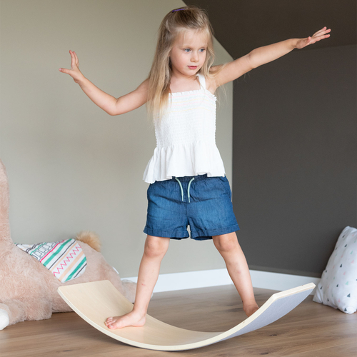 KiddyMoon Planche D'équilibre pour Enfants Planche à Balancer Montessori, Naturelle, 83x29,5x1,7 cm/Felt
