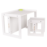 KiddyMoon Table Et Chaise pour Enfants Petit Bureau TC-002, blanc, Table: 61x44x44 cm/Chaise: 30x30x30 cm