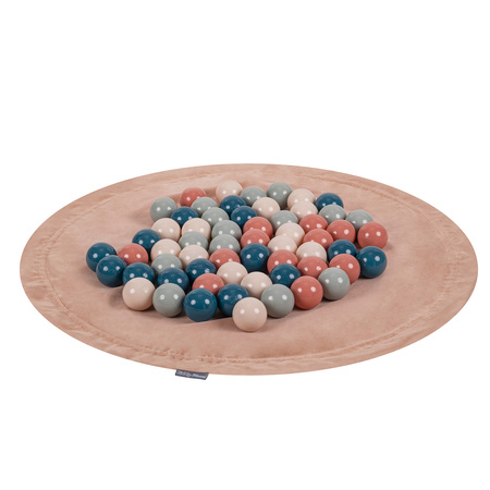 KiddyMoon tapis d'éveil sac à jouets 2en1 pour enfants, rose de sables:turquoise foncé/beige pastel/vert-gris/saumon, XL/50 balles