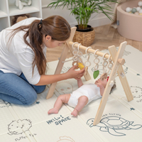 KiddyMoon Tapis de Jeu pour Enfant Bébé Tapis Mousse Tapis de Sol Tapis d'éveilBebe Reversible Stimulation De L'Imagination Pliable Pour L'Intérieur Et L'Extérieur, brun-mer, 180x200x1,5cm
