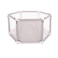 parc bébé hexagonal pliable avec balles plastiques, Gris:perle/gris/transparent/rose poudré, 900 balles