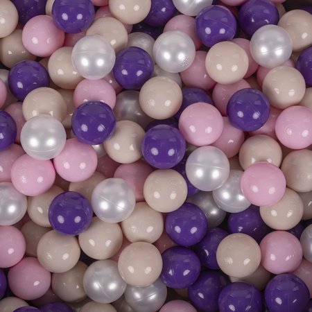 KiddyMoon Balles Colorées Plastique ∅7cm pour Piscine Enfant Bébé Fabriqué en EU, beige pastel/rose poudré/perle/violet, 100 Balles/7cm
