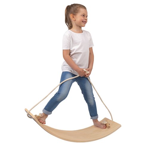 KiddyMoon Planche D'équilibre Corde pour Enfants Planche À Balancer BB-004, naturalny, planche