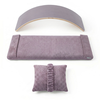 KiddyMoon Planche D'équilibre en Bois Enfant Avec Matelas et Oreiller Balance Board, naturel/violet,