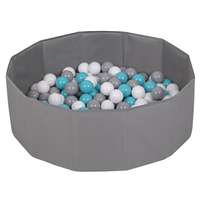 piscine à balles multicolores piscine pliable pour les enfant, gris: gris/blanc/turquoise, 100 balles