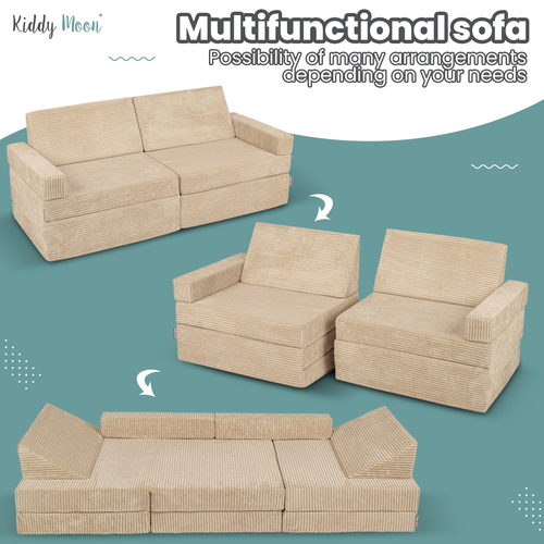KiddyMoon Canapé Pliant pour Enfants, Canapé Convertible pour Chambre et Salle de Jeux, Matelas au Sol, Mini-Canapé, gris clair, Canapés