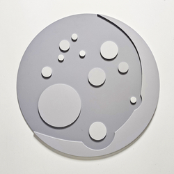 Déco murale KiddyMoon Relief 3D décoration en bois contreplaqué, lune pleine : gris , UNI