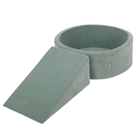 KiddyMoon Parcours Motricité En Mousse Avec Balles Enfants Favorise Créativité, Vert : turquoise foncé/beige pastel/vert de gris/saumon, Piscine (200 Balles) + Pente