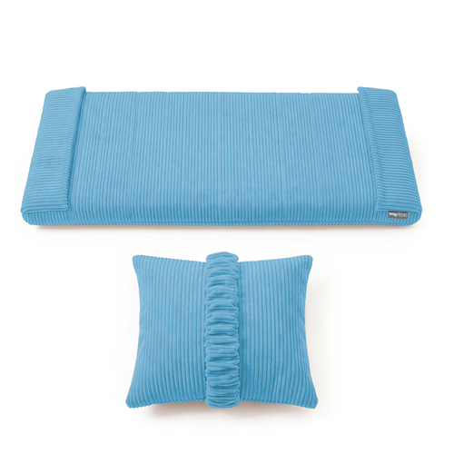 KiddyMoon Matelas avec Oreiller Set pour Planche D'équilibre Housse Amovible en Tissu Côtelé, bleu,