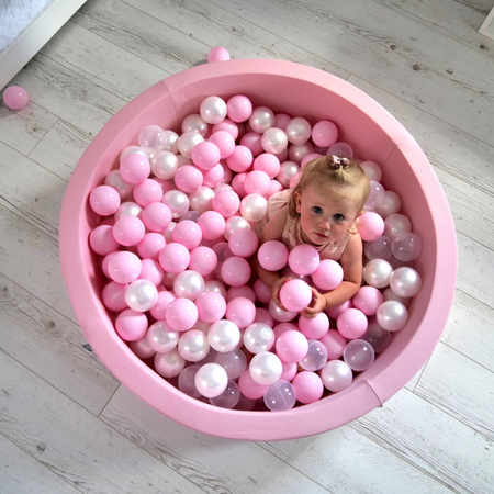 KiddyMoon Balles Colorées Plastique ∅7cm pour Piscine Enfant Bébé Fabriqué en EU, beige pastel/blanc/perle, 100 Balles/7cm