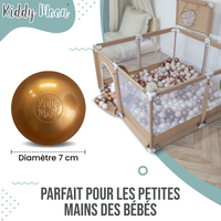 KiddyMoon Balles Colorées Plastique ∅7cm pour Piscine Enfant Bébé Fabriqué en EU, rose poudré/perle/or, 300 Balles/7cm