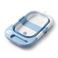 KiddyMoon baignoire pliable bébé plastique avec coussin, bleu, M