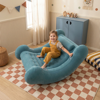 KiddyMoon Fauteuil Sensoriel Gonflable À Bascule Enfant Avec Poignées Et Pompe, bleu clair, L