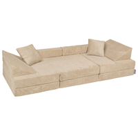 KiddyMoon Canapé Pliant pour Enfants, Canapé Convertible pour Chambre et Salle de Jeux, Matelas au Sol, Mini-Canapé, beige, Canapés avec 2 Oreillers