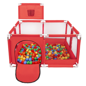 parc bébé avec balles plastiques aire de jeu pliable basket, Rouge:vert/jaune/bleu/rouge/orange, 900 balles