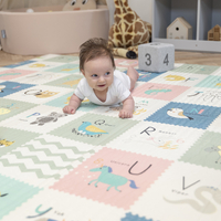 KiddyMoon Tapis de Jeu pour Enfant Bébé Tapis Mousse Tapis de Sol Tapis d'éveilBebe Reversible Stimulation De L'Imagination Pliable Pour L'Intérieur Et L'Extérieur, brun-éléphant, 180x200x1cm