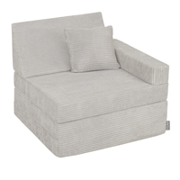 KiddyMoon Fauteuil Enfant Convertible en Mousse, Fauteuil pour Enfants Chaise pour Chambre d'Enfants Matelas Pliable Matelas Fauteuil Relax Fauteuil Douillet, gris clair, Fauteuil avec Oreiller