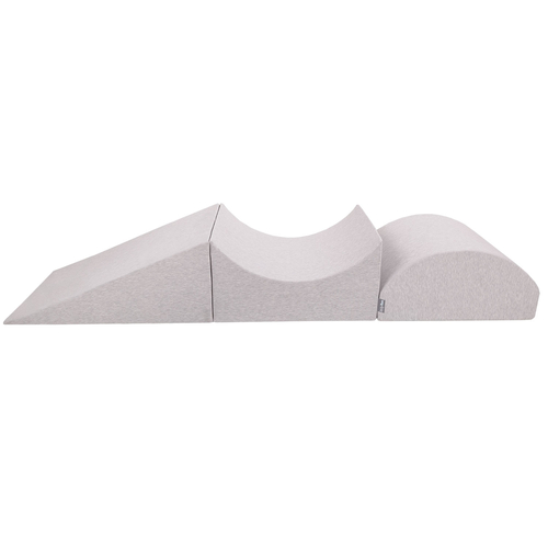 KiddyMoon Aire De Jeux en Mousse avec Rond Piscine à Balles pour Enfants, gris clair: perle/gris/transparent/rose poudré, Piscine (300 Balles) + Version 4