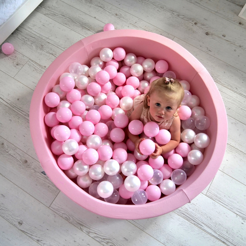 KiddyMoon Balles Colorées Plastique ∅7cm pour Piscine Enfant Bébé Fabriqué en EU, beige pastel/blanc/perle