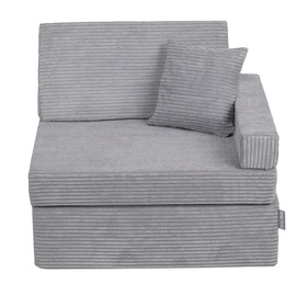 KiddyMoon Fauteuil Enfant Convertible en Mousse, Fauteuil pour Enfants Chaise pour Chambre d'Enfants Matelas Pliable Matelas Fauteuil Relax Fauteuil Douillet, gris foncé, Fauteuil avec Oreiller