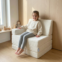 KiddyMoon Matelas Enfant avec Oreiller Et Housse Teddy Pliable en Mousse Matelas pour Tout-Petits, Chambre d'enfant, crème, Matelas avec Oreiller