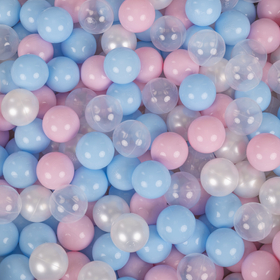 KiddyMoon Balles Colorées Plastique ∅7cm pour Piscine Enfant Bébé Fabriqué en EU, baby blue/rose poudré/perle/transparent, 700 Balles/7cm