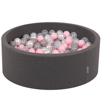 KiddyMoon Piscine à Balles ∅ 7Cm pour Bébé Rond Fabriqué En UE, gris foncé:perle/gris/transparent/rose clair, 90x30cm/200 Balles