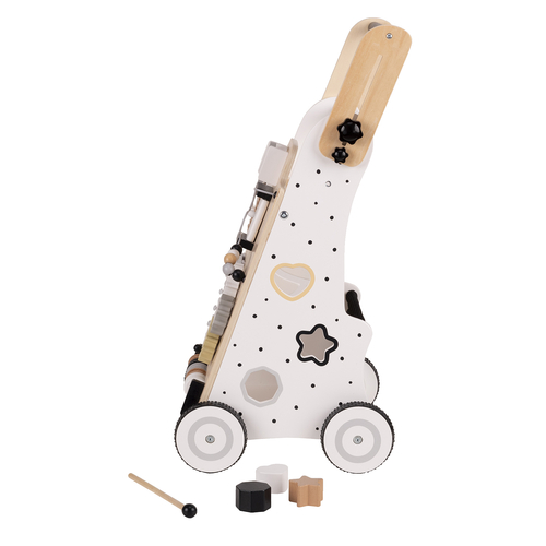 KiddyMoon Trotteur avec un Tableau D'activité, Chariot de Marche pour Bébé, Noir-Blanc, Poignée réglable