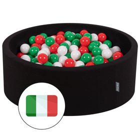 KiddyMoon Piscine à Balles ∅ 7Cm pour Bébé Rond Fabriqué En UE, Italie: vert/blanc/rouge, 90x30cm/200 balles