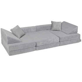 KiddyMoon Canapés Pliant pour Enfants Canapé-Lit Convertible Bébés-Canapé Lit Coucher Salle de Jeux Pliable Matelas au Sol Mini-Canapé Chaise-Lit, gris foncé, Canapés avec 2 Oreillers